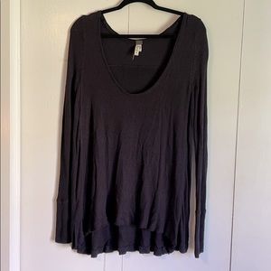 Free People scoop neck distressed long sleeve tee